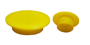 Cylindrical yellow caps with flanges